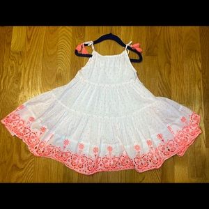 PINK TRIMMED WHITE DRESS (3/4T)